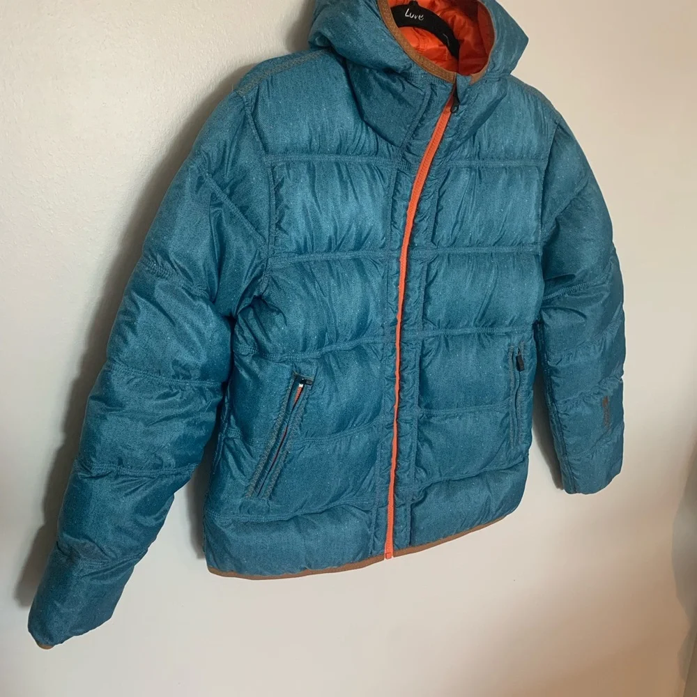 Mountain Force hooded reversible nylon quilted ski jacket orange/blue sz 38/Med - Picture 9 of 14